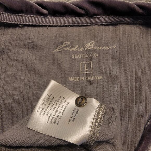 Eddie Bauer Women’s L Henley Shirt Long Sleeve Thermal Velour Collar - Picture 5 of 8